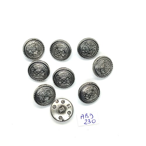 9 boutons en résine argenté - 18mm - abd230