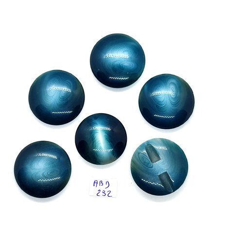6 boutons en résine bleu - 30mm et 27mm - abd232