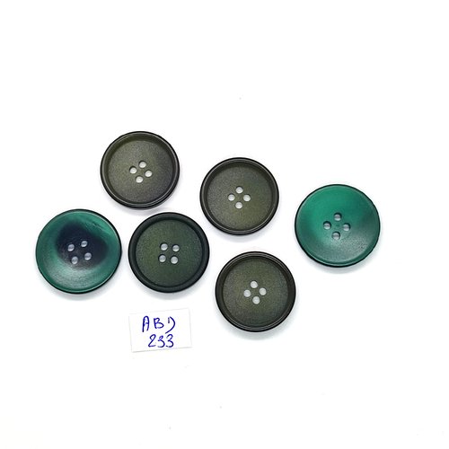 6 boutons en résine vert - 22mm et 21mm - abd233