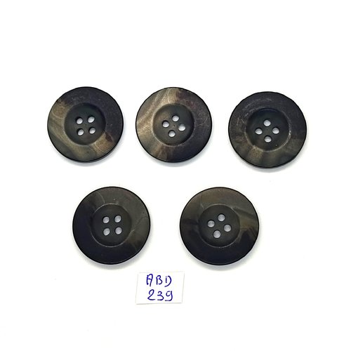 5 boutons en résine gris / vert - 25mm - abd239