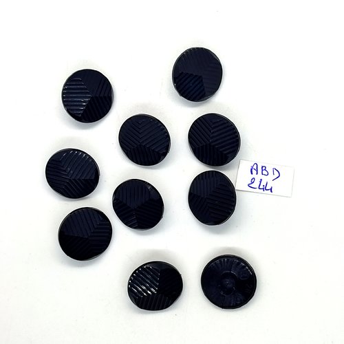 10 boutons en résine noir - 18mm - abd244