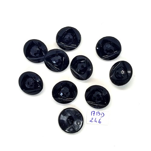 10 boutons en résine noir - 19mm - abd246