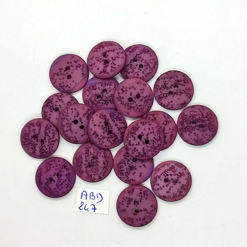 18 boutons en résine lilas foncé / violet - 18mm - abd247