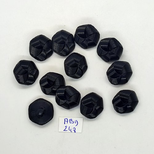 12 boutons en résine noir - 18mm - abd248