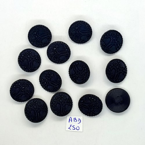 13 boutons en résine noir - 19mm - abd250