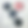 5 boutons en résine gris blanc cassé et rose - 48mm - abd253