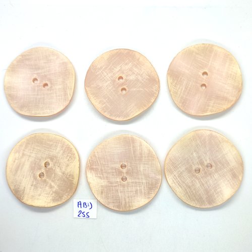 6 boutons en résine rose - 48mm - abd255