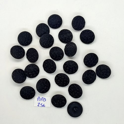 24 boutons en résine noir - 15mm - abd256