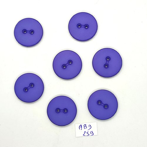 7 boutons en résine lilas foncé / violet - 23mm - abd259