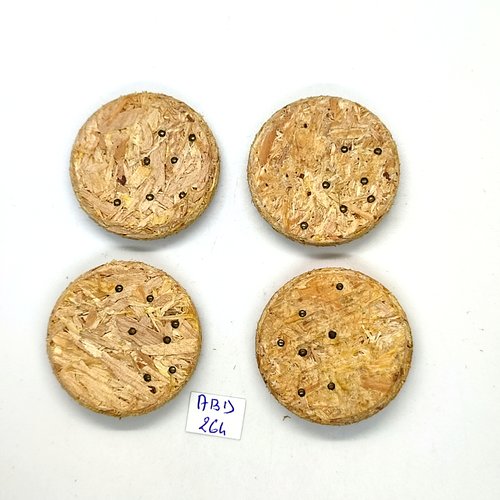 4 boutons en bois compressé beige - vintage - 40mm - abd264