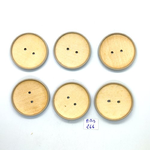 6 boutons en résine gris et beige - vintage - 40mm - abd266