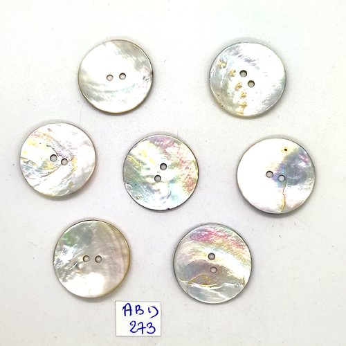 7 boutons en nacre beige - 25mm - abd273