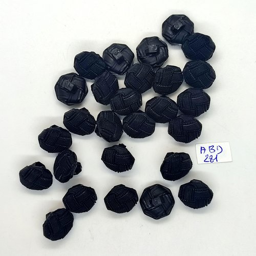 26 boutons en résine noir - 15mm - abd281