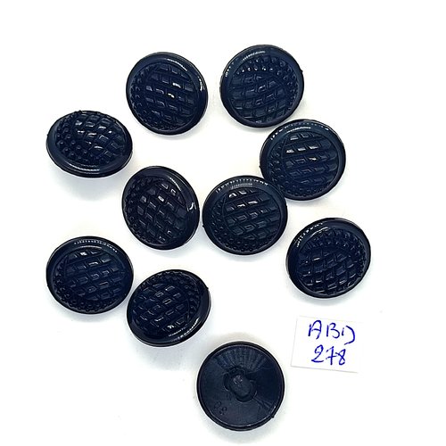 10 boutons en résine noir - 19mm - abd278