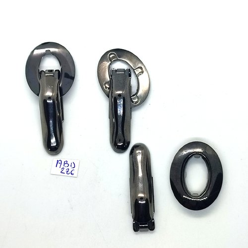 3 attaches en métal argenté - 55x25mm - abd286
