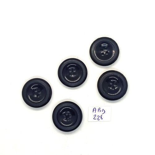5 boutons en résine noir et gris - 23mm - abd288