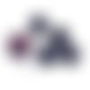 5 boutons en résine violet et gris - 28mm et 23mm - abd287