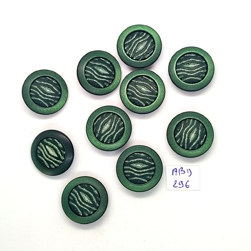 10 boutons en résine vert - 23mm - abd296