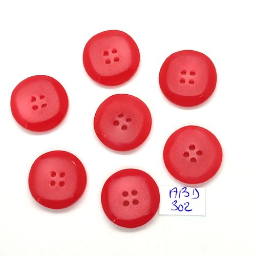 8 boutons en résine rouge clair - 22mm - abd302