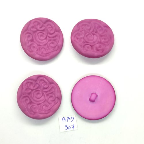 4 boutons en résine rose - 50mm - abd306