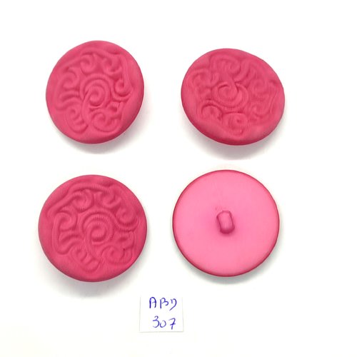 4 boutons en résine rose - 34mm - abd307