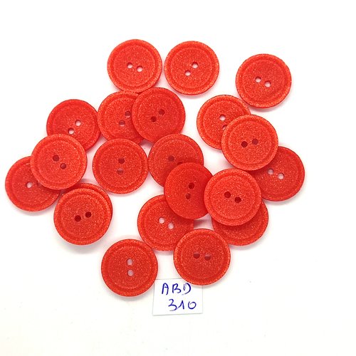 21 boutons en résine rouge - 18mm - abd310