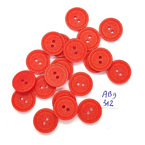 20 boutons en résine rouge - 15mm - abd312