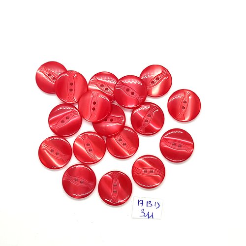 17 boutons en résine rouge et rose dessous - 17mm - abd311