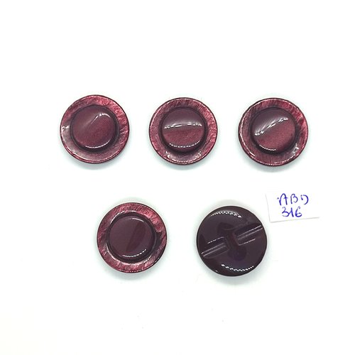 5 boutons en résine marron - 23mm - abd316