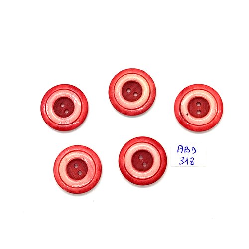 5 boutons en résine rose - 22mm - abd318