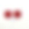 2 boutons en résine rouge et doré - 27mm - abd319