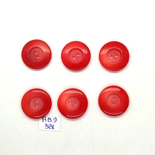 6 boutons en résine rouge - 22mm - abd328