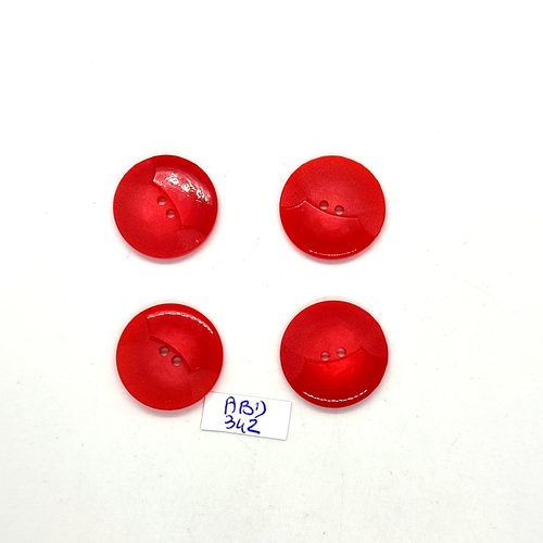 4 boutons en résine rouge - 22mm - abd342