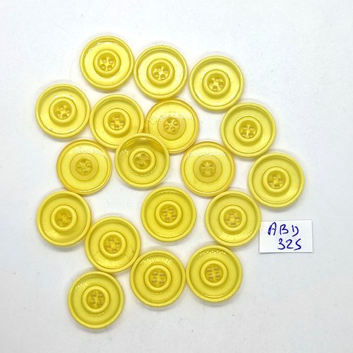 18 boutons en résine jaune - 18mm - abd325