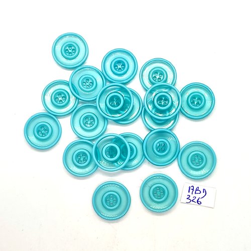 19 boutons en résine bleu - 18mm - abd326