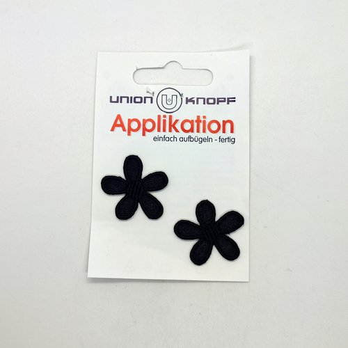 1 thermocollant / écusson à coudre - 2 fleurs noir - 3cm