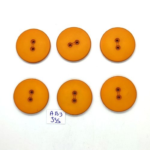 6 boutons en résine caramel / orange foncé - 38mm - abd335