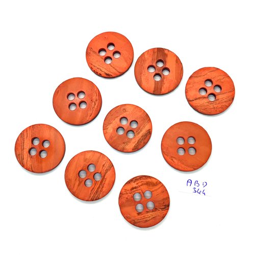 9 boutons en résine marron - 28mm - abd344