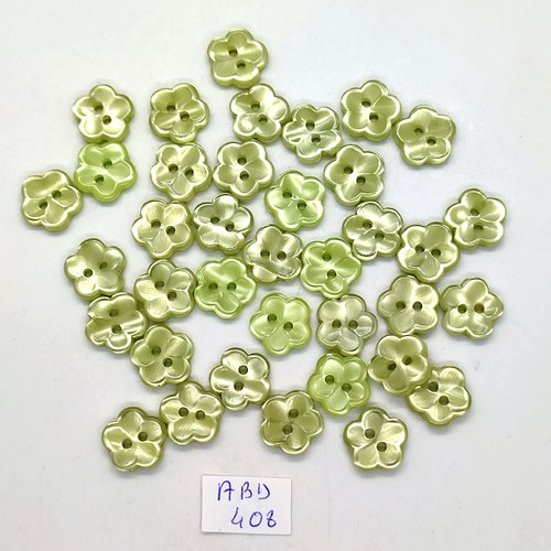 37 boutons en résine vert (fleur) - 12mm - abd408