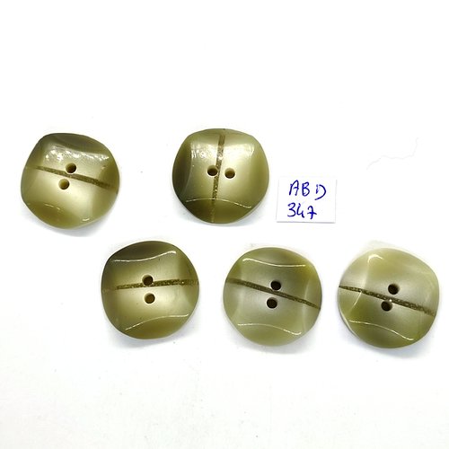 5 boutons en résine vert - 25mm - abd347