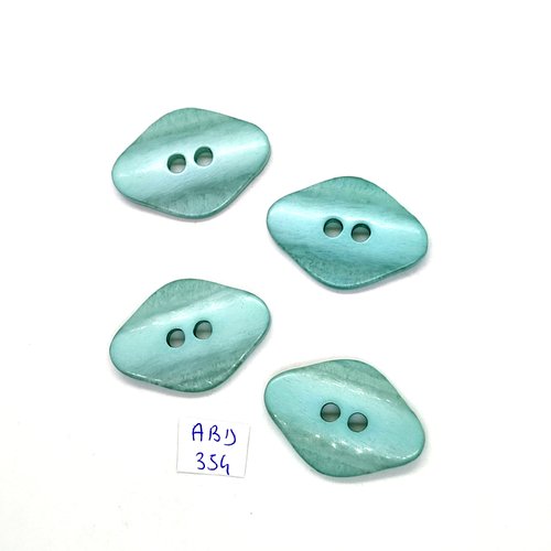 4 boutons en résine bleu / vert - 19x35mm - abd354