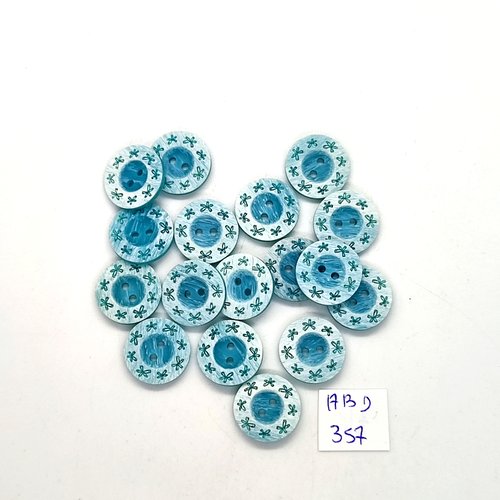 17 boutons en résine bleu - 15mm - abd357