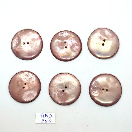 6 boutons en résine rose - vintage - 30mm - abd360