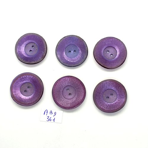 6 boutons en résine lilas - vintage - 27mm - abd361