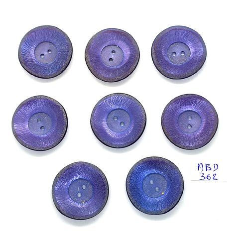 9 boutons en résine gris / bleu - vintage - 27mm - abd362