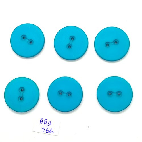 6 boutons en résine bleu - 22mm - abd366