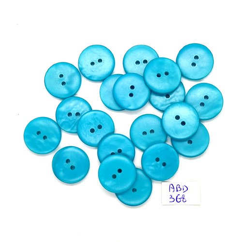20 boutons en résine bleu - 17mm - abd368