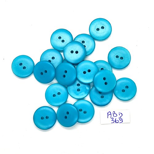 20 boutons en résine bleu - 15mm - abd369