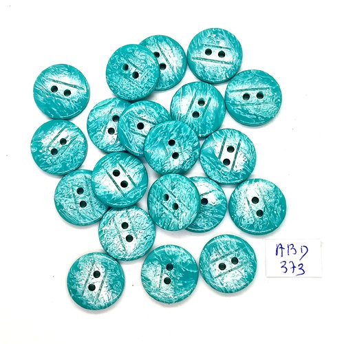 20 boutons en résine bleu - 17mm - abd373