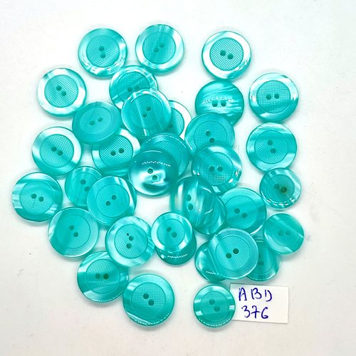 34 boutons en résine bleu - 15mm et 12mm - abd376